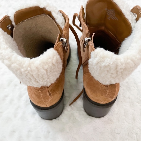 NEW- MARC FISHER Lakynn Hiker Suede Healed Tan Boots - Picture 7 of 14